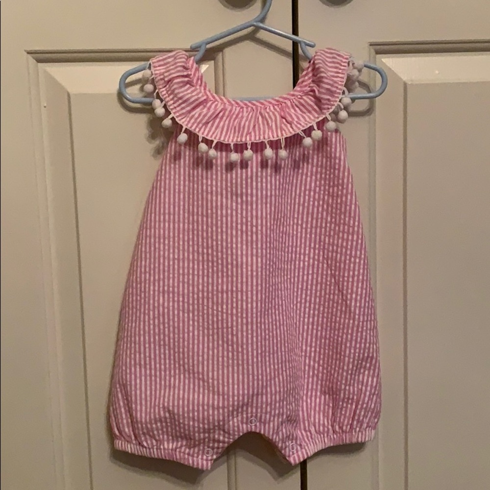 Rare Editions pink seersucker jumper